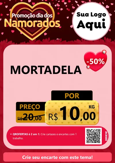 Modelo de Cartaz para Cartaz A4 Vertical com o tema Promoção Dia Dos Namorados para Frios e Laticínios