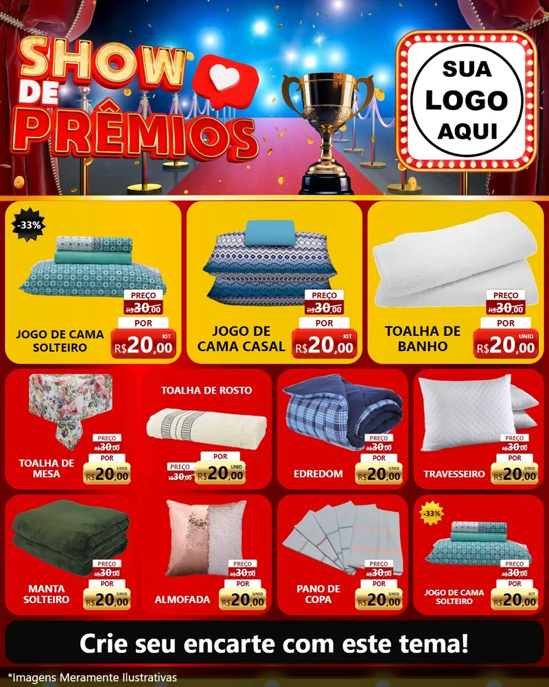 Modelo de Rede Social para Feed Instagram com o tema Show de Prêmios para Cama, Mesa e Banho