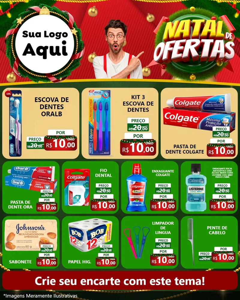 Modelo de Rede Social para Feed Instagram com o tema Natal de Ofertas para Higiene Pessoal