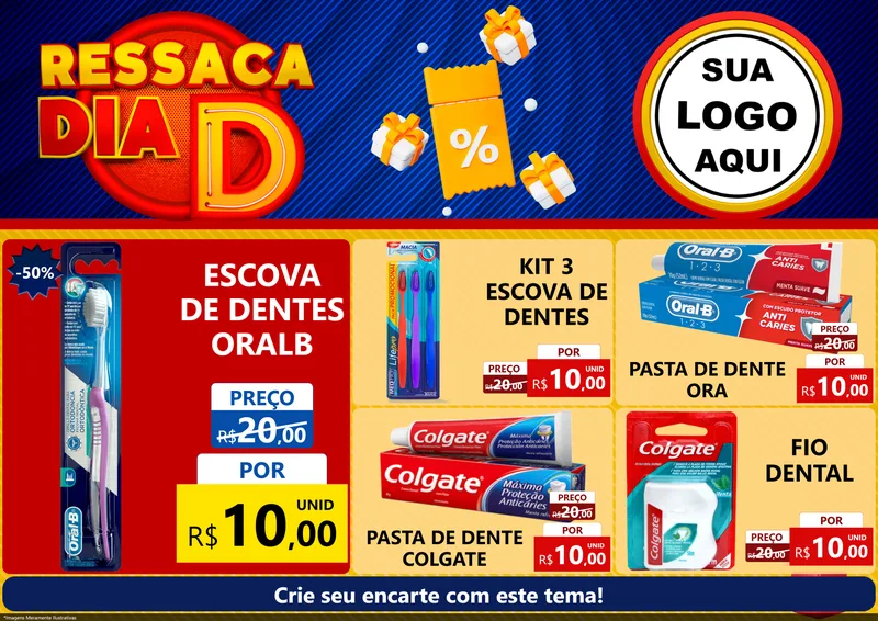 Modelo de Encarte para Encarte A4 Horizontal com o tema Ressaca Dia D para Higiene Pessoal