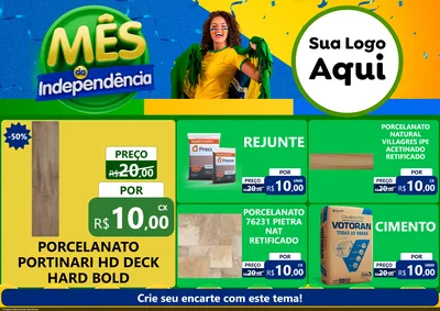 Modelo de Encarte para Encarte A4 Horizontal com o tema Mês da Independência para Pisos e revestimentos