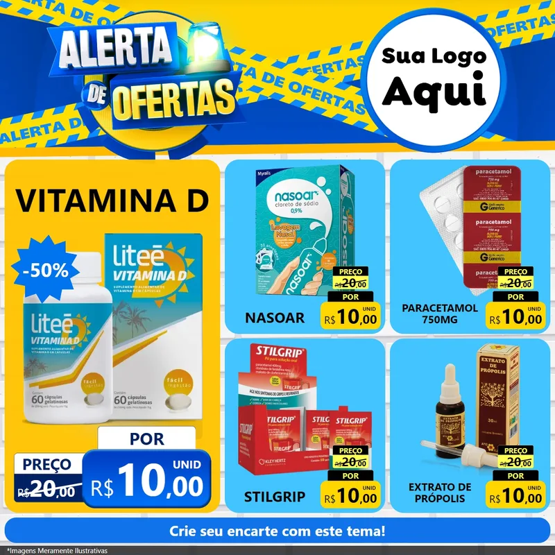 Modelo de Rede Social para Feed Facebook com o tema Alerta de Ofertas para Farmácia
