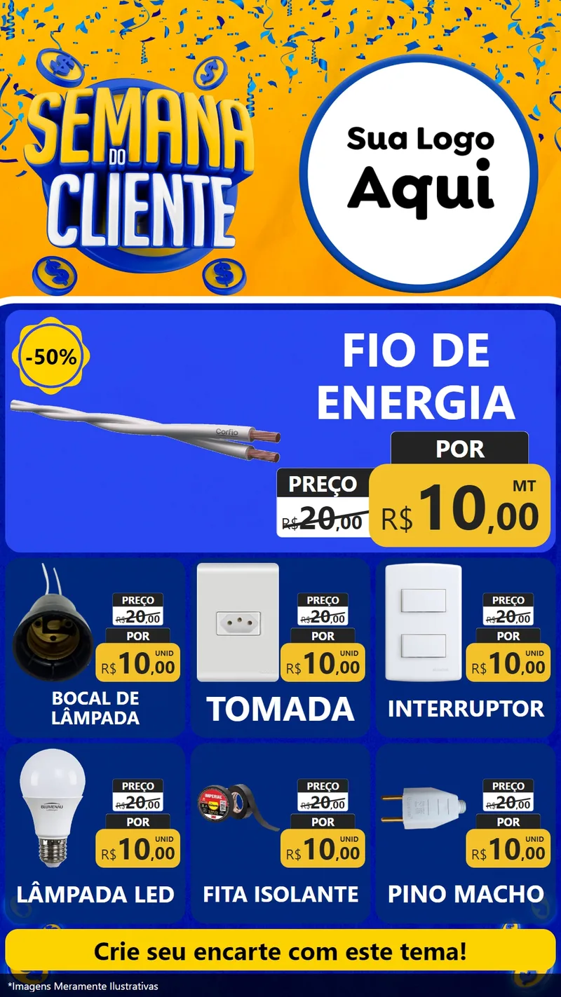 Modelo de Rede Social para Stories com o tema Semana do Cliente para Materiais Elétricos