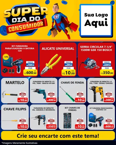 Modelo de Rede Social para Feed Instagram com o tema Super Dia do Consumidor para Maquinas e Ferramentas