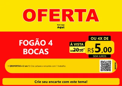 Modelo de Cartaz para Cartaz A4 Horizontal com o tema OFERTA - Vermelho Cartaz para Móveis e Eletro