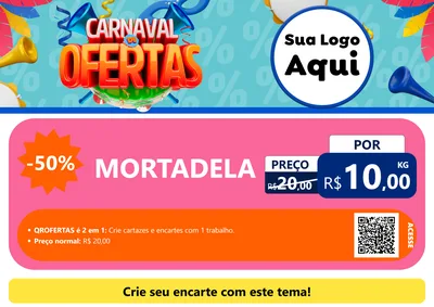 Modelo de Cartaz para Cartaz A4 Horizontal com o tema Carnaval de Ofertas para Frios e Laticínios