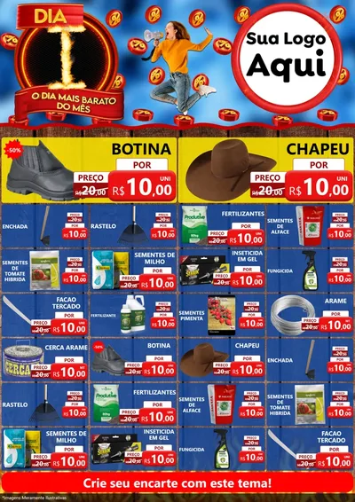 Modelo de Encarte para Encarte A4 Vertical com o tema Dia I - O Dia Mais Barato Do Mês para Agropecuária