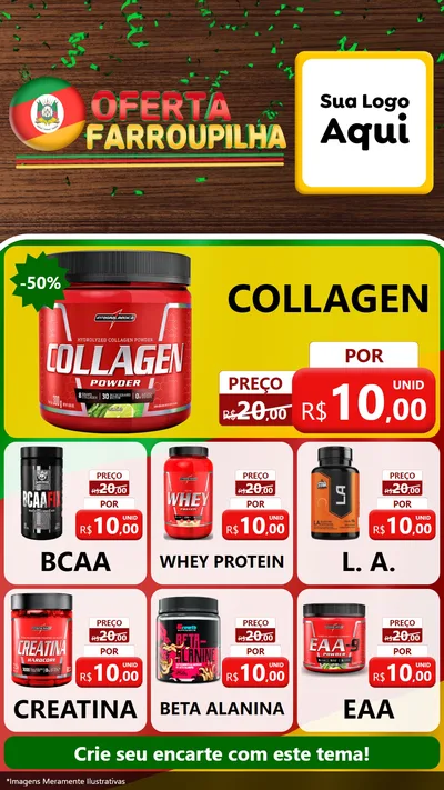 Modelo de Rede Social para Stories com o tema Oferta Farroupilha para Suplementos alimentares