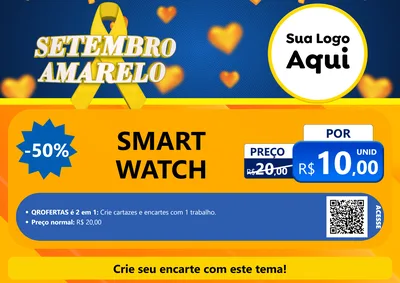 Modelo de Cartaz para Cartaz A4 Horizontal com o tema Setembro Amarelo para Informática