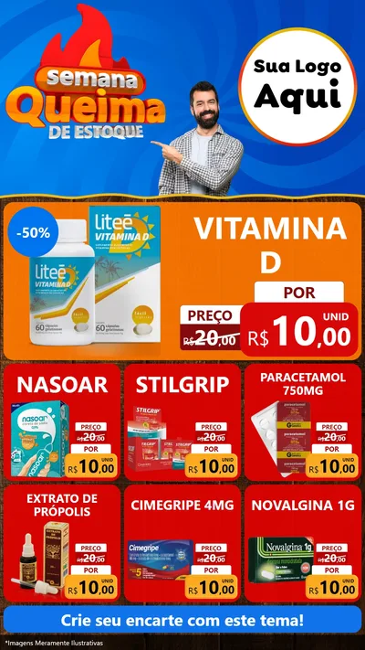 Modelo de Rede Social para Stories com o tema Semana Queima de Estoque para Farmácia