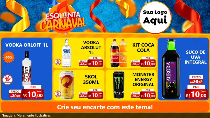Modelo de TV para TV Horizontal com o tema Esquenta de Carnaval para Distribuidora de bebidas