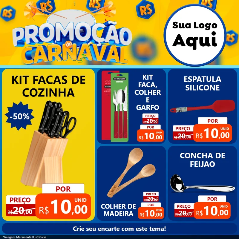 Modelo de Rede Social para Feed Facebook com o tema Promoção de Carnaval para Utilidades Domésticas
