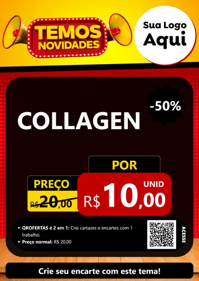 Modelo de Cartaz para Cartaz A4 Vertical com o tema Temos Novidades para Suplementos alimentares