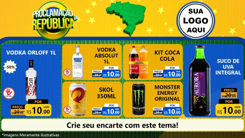 Modelo de TV para TV Horizontal com o tema Proclamação da República para Distribuidora de bebidas