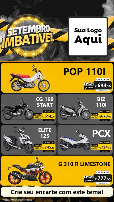 Modelo de TV para TV Vertical com o tema Setembro Imbatível para Concessionaria de Motos