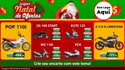 Modelo de TV para TV Horizontal com o tema Super Natal de Ofertas para Concessionaria de Motos