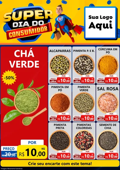 Modelo de Encarte para Encarte A4 Vertical com o tema Super Dia do Consumidor para Produtos Naturais
