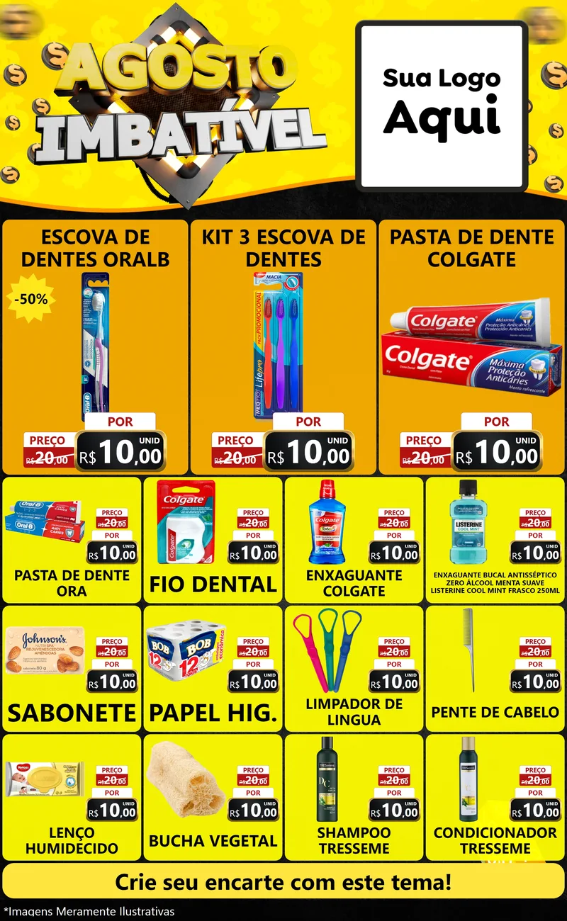 Modelo de Encarte para Encarte Grande com o tema Agosto Imbatível para Higiene Pessoal
