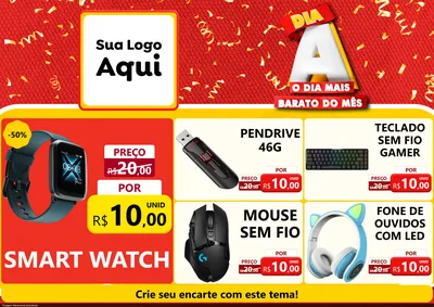 Modelo de Encarte para Encarte A4 Horizontal com o tema Dia A o Dia Mais Barato do Mês para Informática