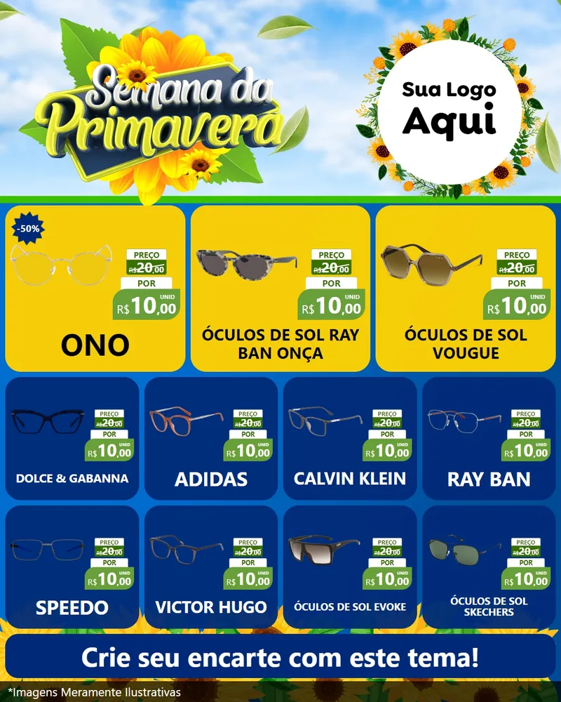 Modelo de Rede Social para Feed Instagram com o tema Semana da Primavera para Óticas