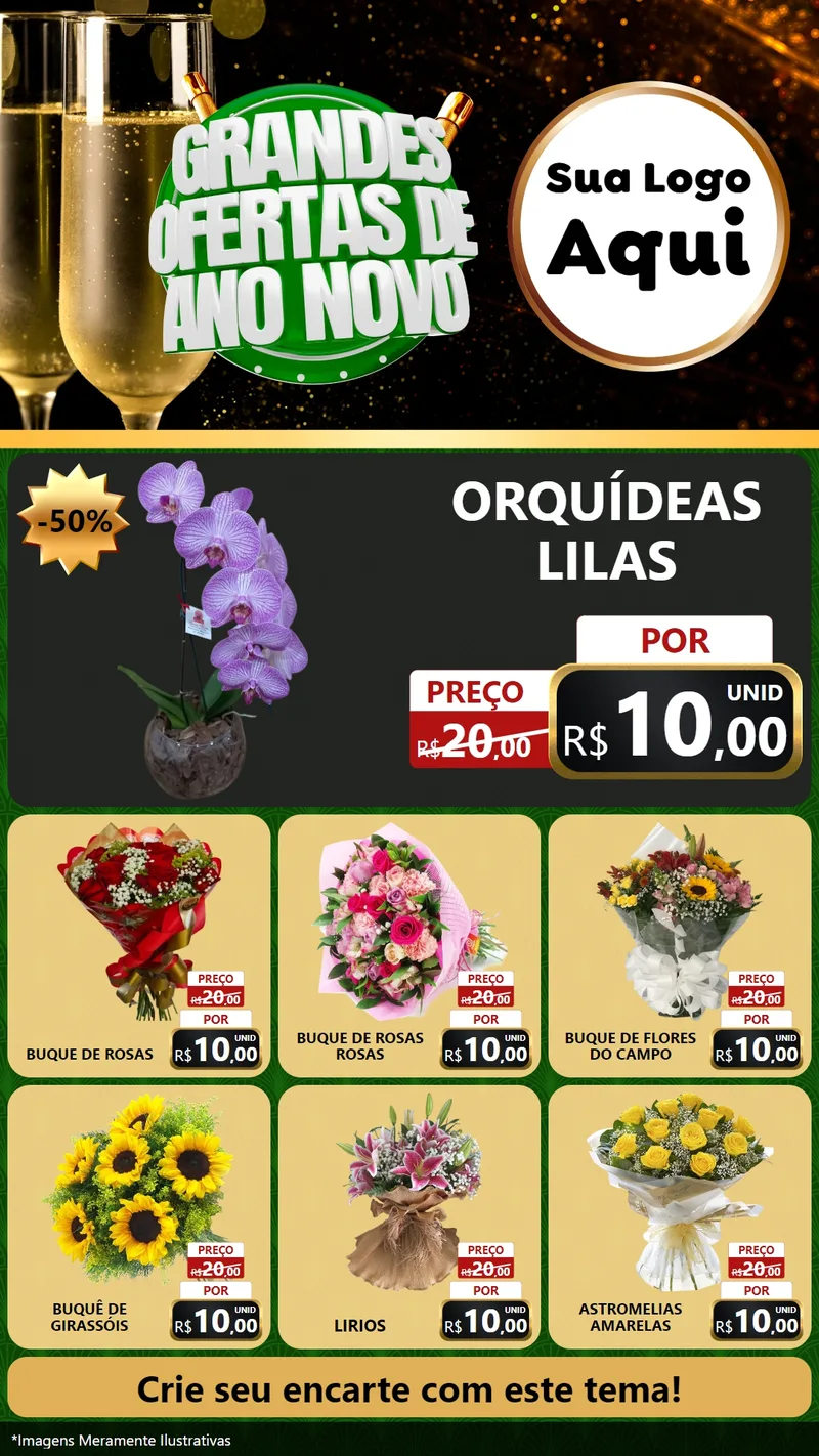 Modelo de Rede Social para Stories com o tema Grandes Ofertas de Ano Novo para Floricultura e jardim