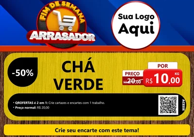 Modelo de Cartaz para Cartaz A4 Horizontal com o tema Fim De Semana Arrasador para Produtos Naturais