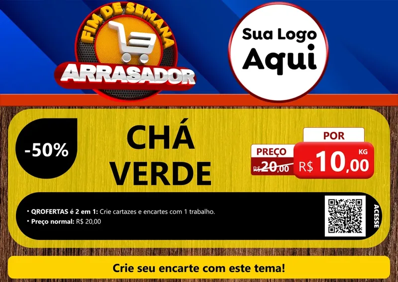 Modelo de Cartaz para Cartaz A4 Horizontal com o tema Fim De Semana Arrasador para Produtos Naturais