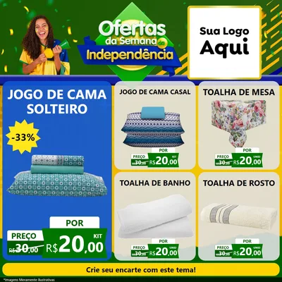 Modelo de Rede Social para Feed Facebook com o tema Ofertas da Semana da Independência para Cama, Mesa e Banho