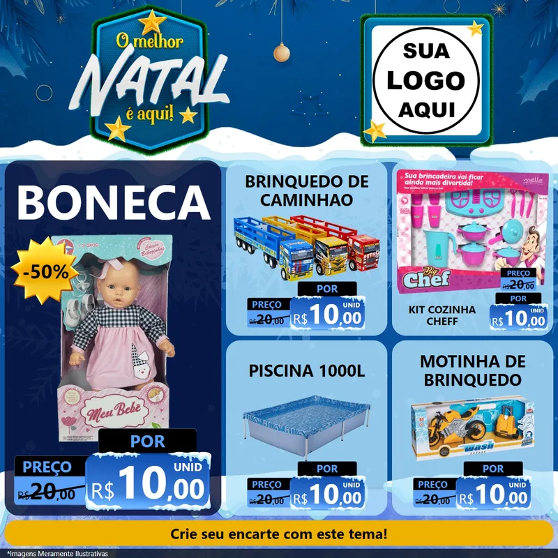 Modelo de Rede Social para Feed Facebook com o tema O Melhor Natal É Aqui! para Brinquedos