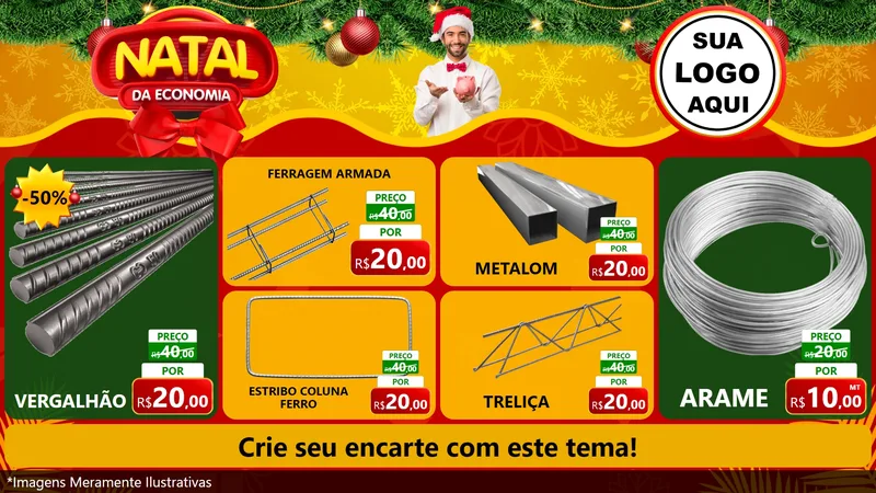 Modelo de TV para TV Horizontal com o tema Natal da Economia para Ferragens