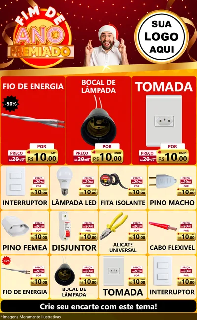 Modelo de Encarte para Encarte Grande com o tema Fim de Ano Premiado para Materiais Elétricos
