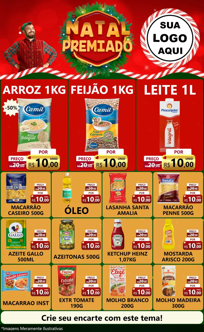 Modelo de Encarte para Encarte Grande com o tema Natal Premiado para Supermercado