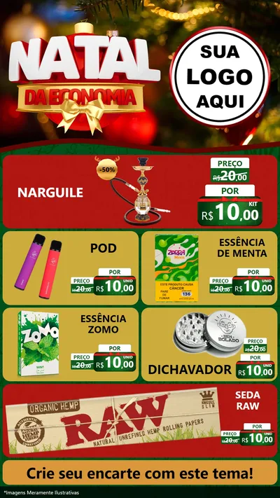 Modelo de TV para TV Vertical com o tema Natal da Economia para Tabacaria