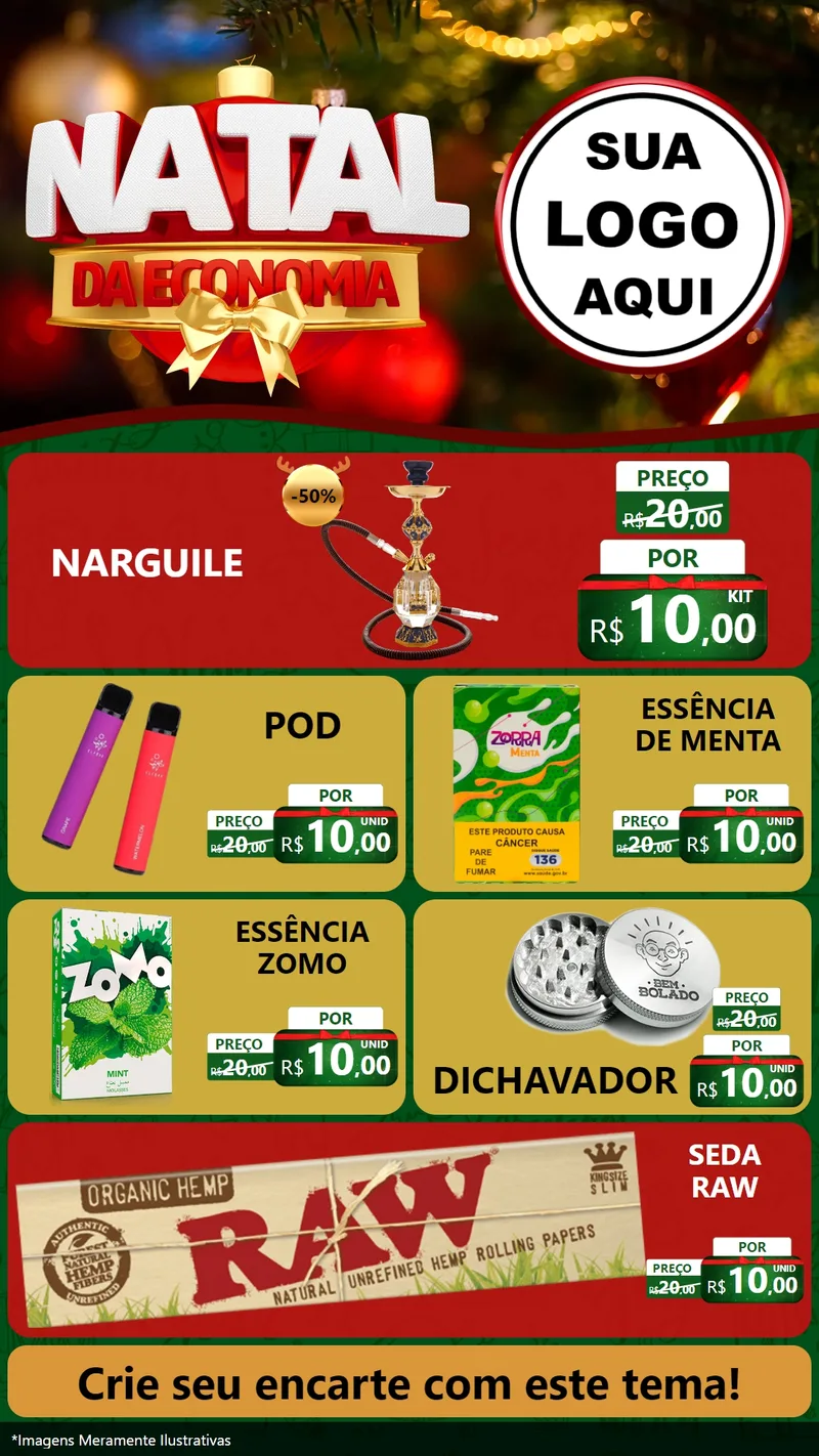 Modelo de TV para TV Vertical com o tema Natal da Economia para Tabacaria