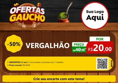 Modelo de Cartaz para Cartaz A4 Horizontal com o tema Ofertas Dia do Gaúcho para Ferragens
