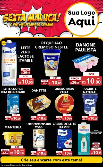 Modelo de Encarte para Encarte Grande com o tema Sexta Maluca! para Frios e Laticínios