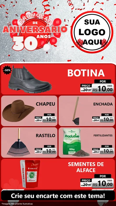 Modelo de TV para TV Vertical com o tema Promoção de Aniversário - 30 Anos para Agropecuária