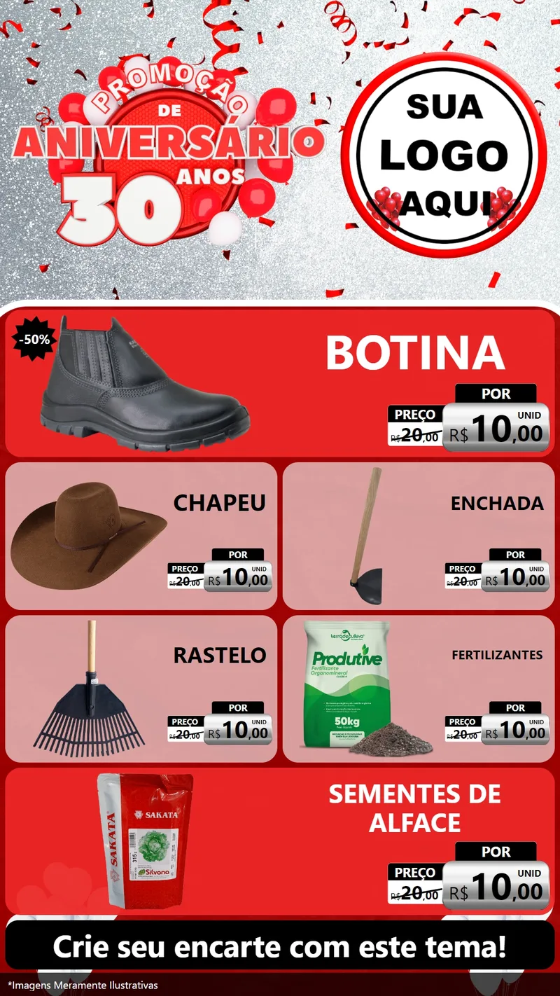 Modelo de TV para TV Vertical com o tema Promoção de Aniversário - 30 Anos para Agropecuária