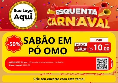 Modelo de Cartaz para Cartaz A4 Horizontal com o tema Esquenta Carnaval para Produtos de Limpeza