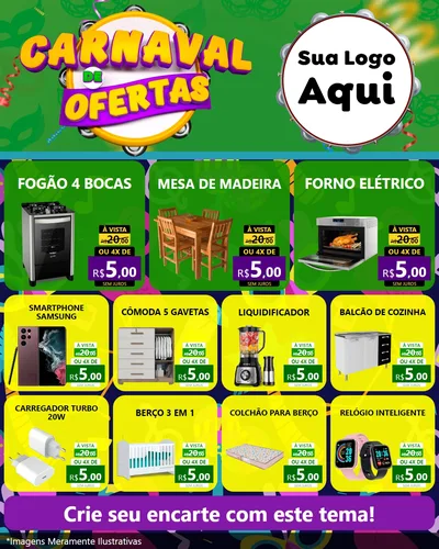 Modelo de Rede Social para Feed Instagram com o tema Carnaval de Ofertas para Móveis e Eletro