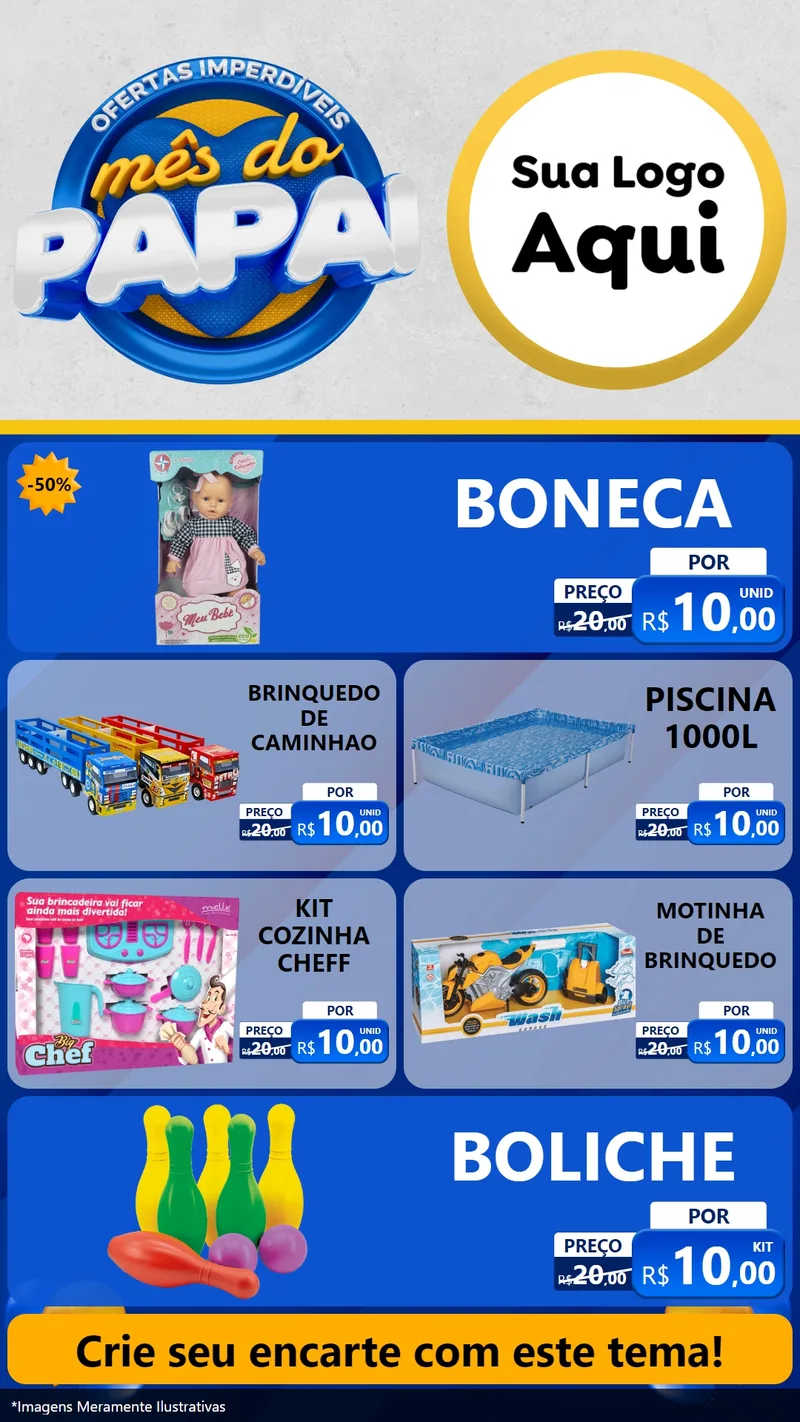 Modelo de TV para TV Vertical com o tema Ofertas Imperdíveis Mês Do Papai para Brinquedos