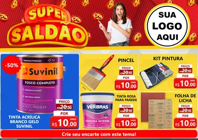Modelo de Encarte para Encarte A4 Horizontal com o tema Super Saldão para Tintas e Ferramentas