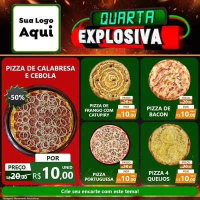 Modelo de Rede Social para Feed Facebook com o tema Quarta Explosiva para Pizzaria