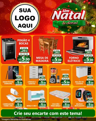 Modelo de Rede Social para Feed Instagram com o tema Um Natal de Ofertas para Móveis e Eletro