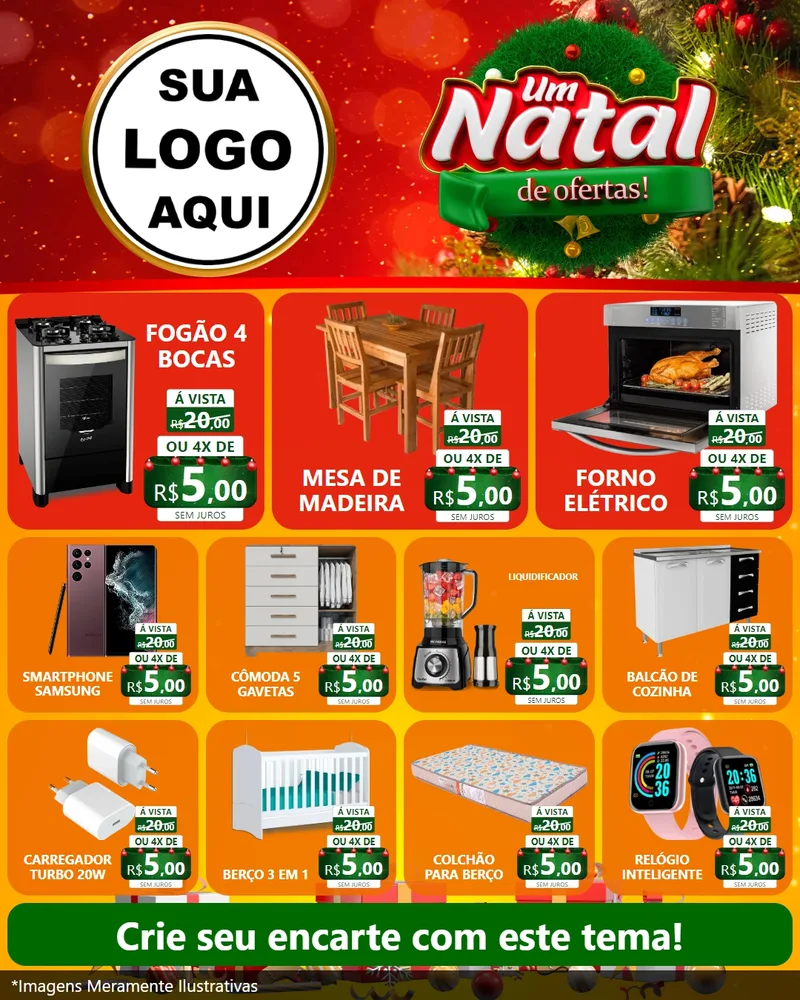 Modelo de Rede Social para Feed Instagram com o tema Um Natal de Ofertas para Móveis e Eletro