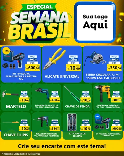 Modelo de Rede Social para Feed Instagram com o tema Especial Semana do Brasil para Maquinas e Ferramentas