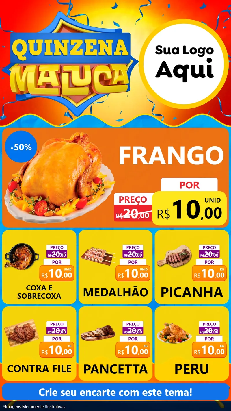 Modelo de Rede Social para Stories com o tema Quinzena Maluca para Assados