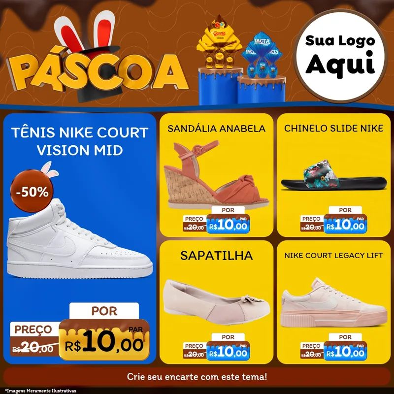 Modelo de Rede Social para Feed Facebook com o tema Páscoa para Calçados