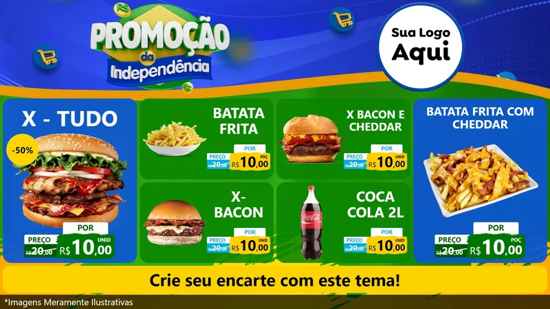 Modelo de TV para TV Horizontal com o tema Promoção da Independência para Hamburgueria