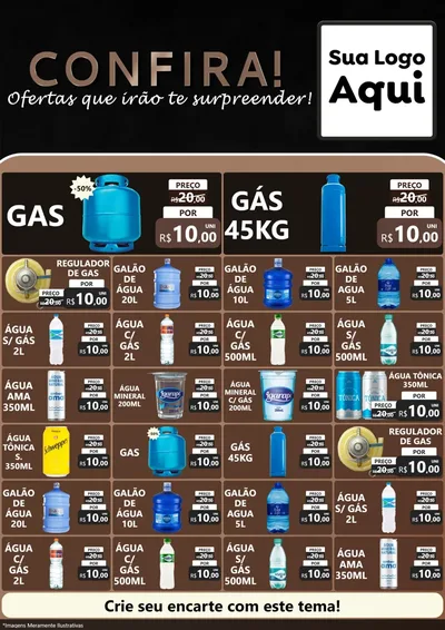 Modelo de Encarte para Encarte A4 Vertical com o tema Confira! Ofertas que irão te surpreender! para Água e gás